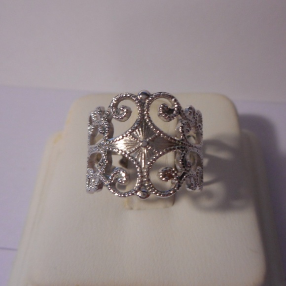 Vintage Sarah Coventry Silvery Lace Cuff Ring 1970S - Picture 1 of 6